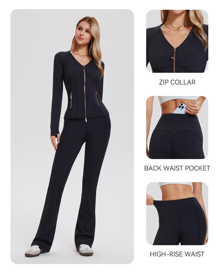 2 Piece Set Jacket ＆ Flare Leggings