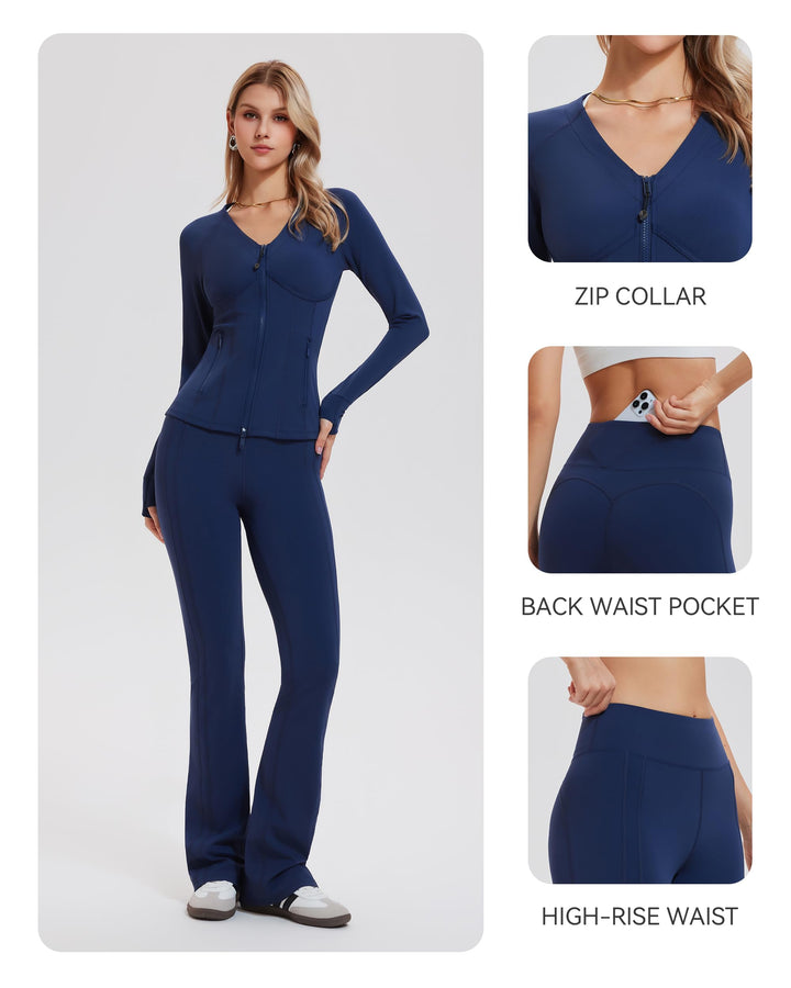 2 Piece Set Jacket ＆ Flare Leggings