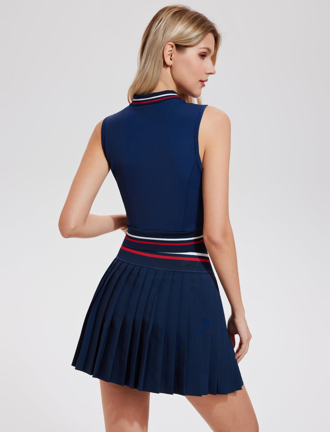 2 Piece Sleeveless Top ＆ Pleated Skirt