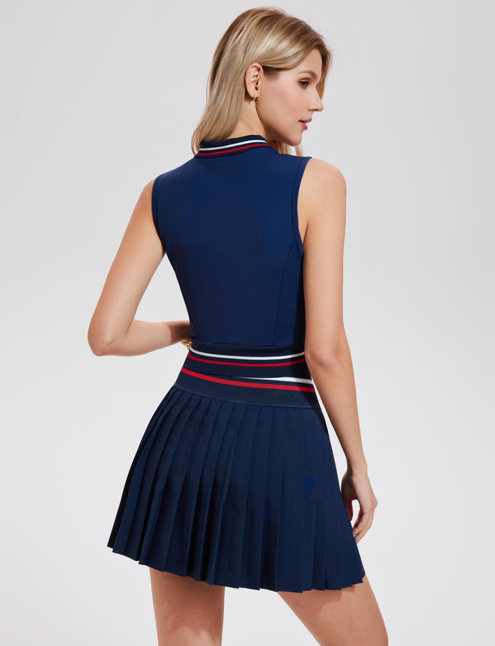 2 Piece Sleeveless Top ＆ Pleated Skirt