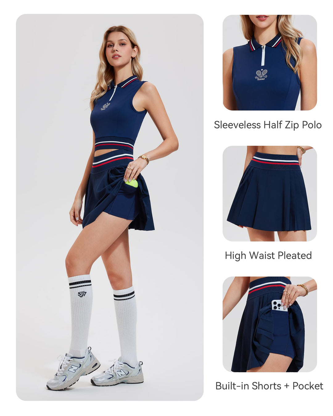 2 Piece Sleeveless Top ＆ Pleated Skirt