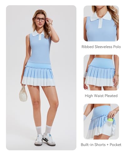 2 Piece Polo Top ＆ Pleated Skirt