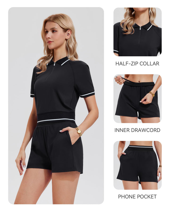 2 Piece Collared Matching Shorts Sets