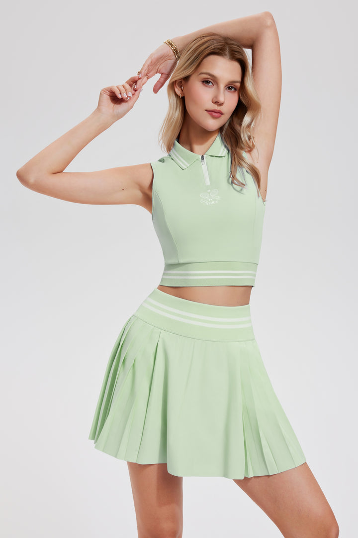 2 Piece Sleeveless Top ＆ Pleated Skirt