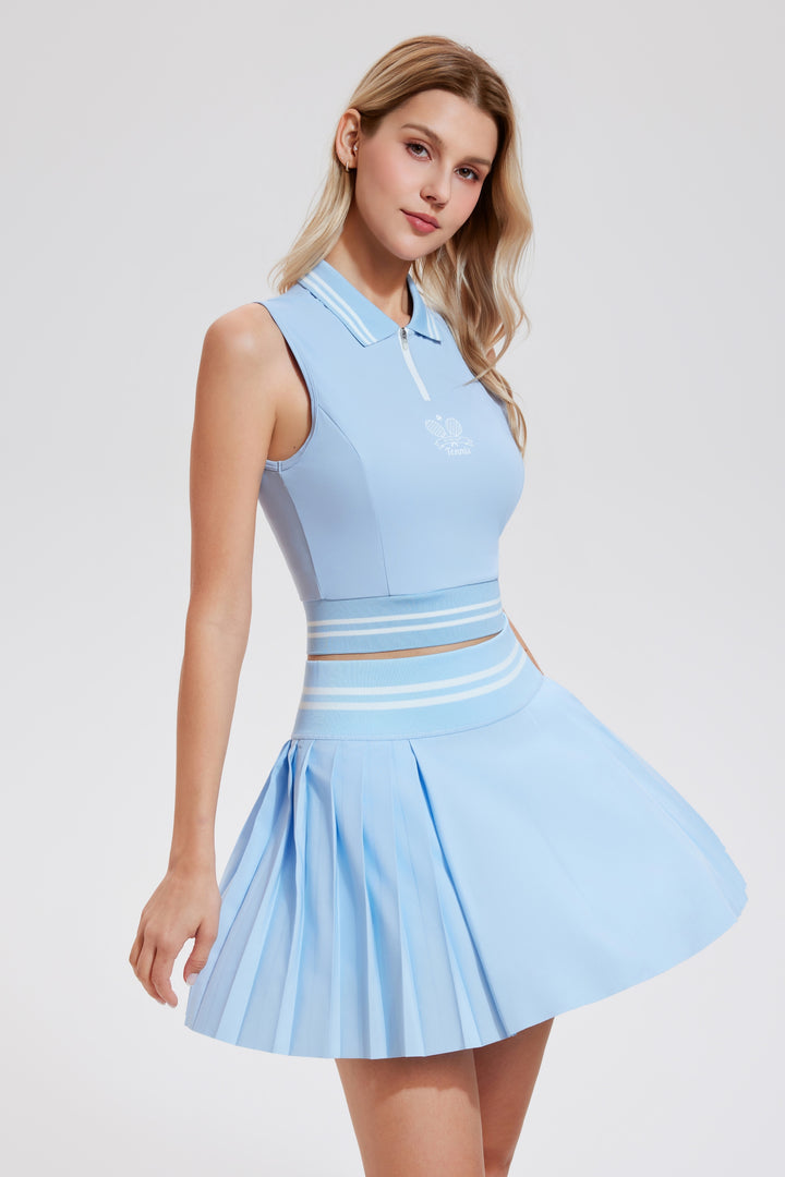 2 Piece Sleeveless Top ＆ Pleated Skirt