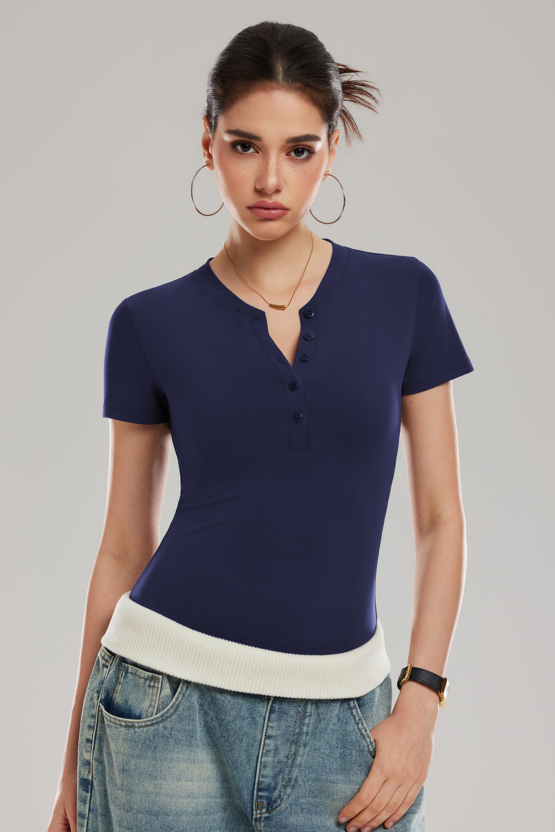 Henley Short Sleeve Top