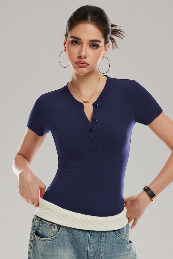 Henley Short Sleeve Top