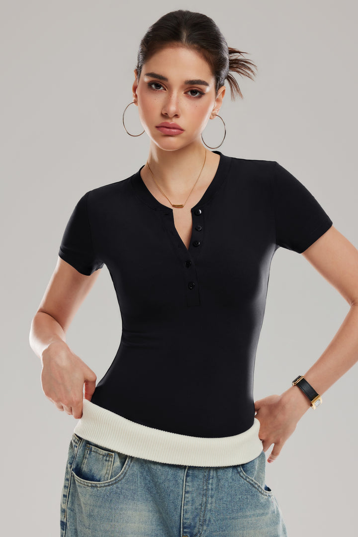 Henley Short Sleeve Top