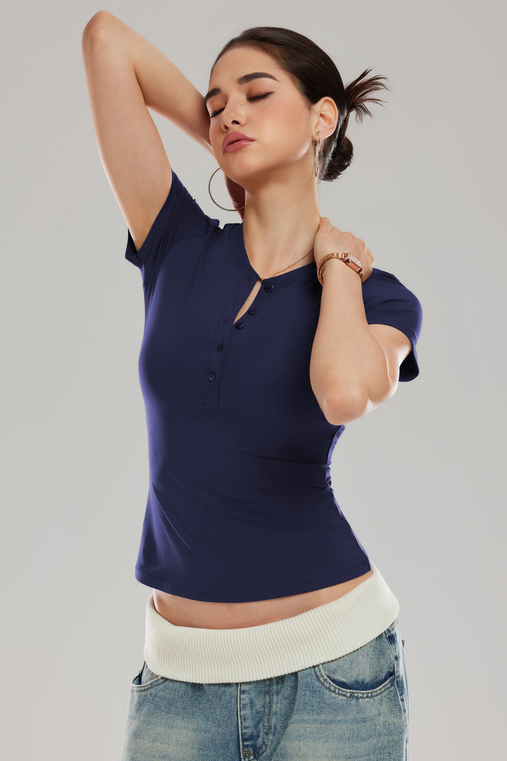 Henley Short Sleeve Top