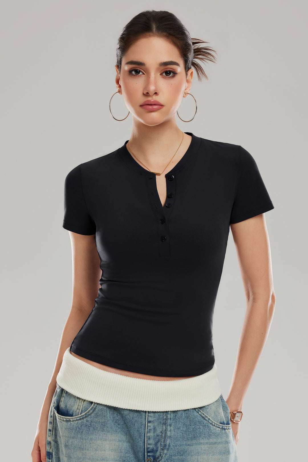 Henley Short Sleeve Top