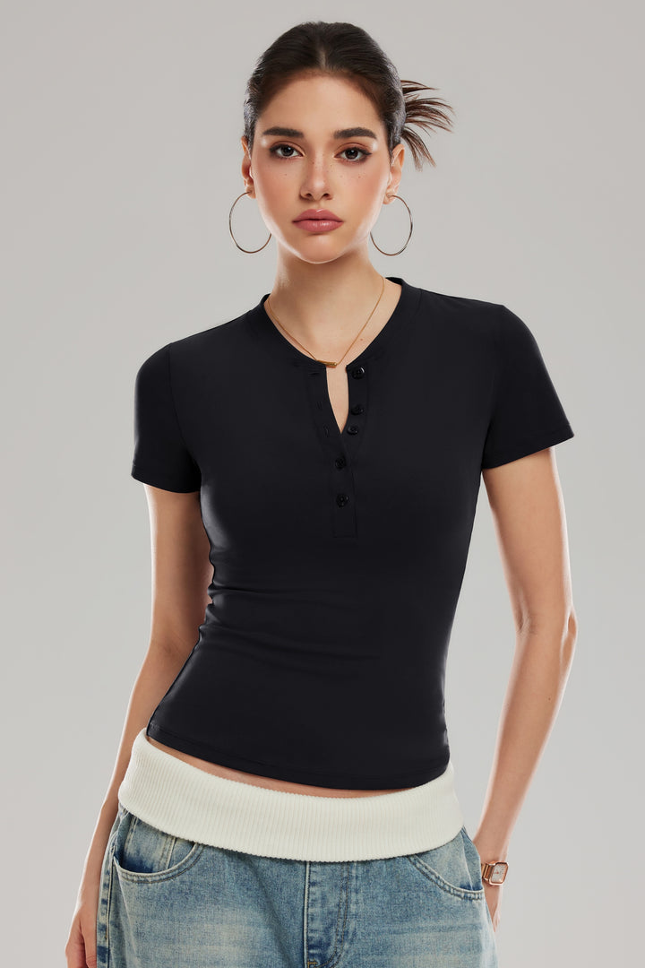 Henley Short Sleeve Top