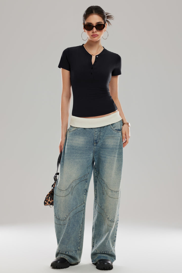 Henley Short Sleeve Top