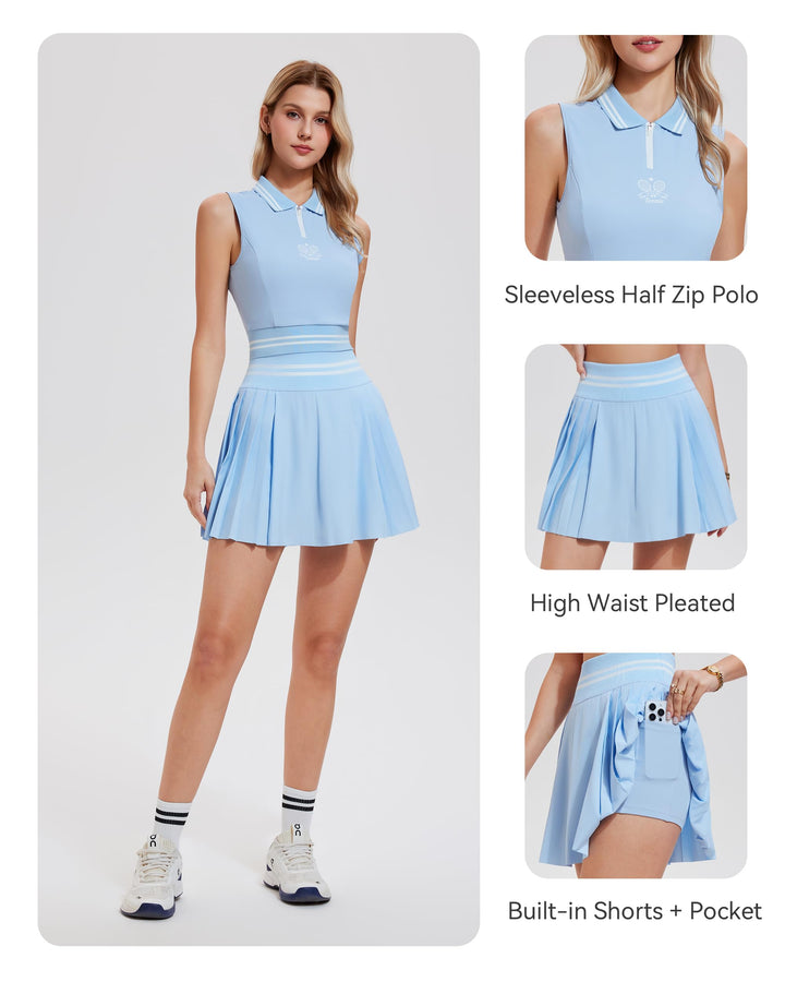 2 Piece Sleeveless Top ＆ Pleated Skirt