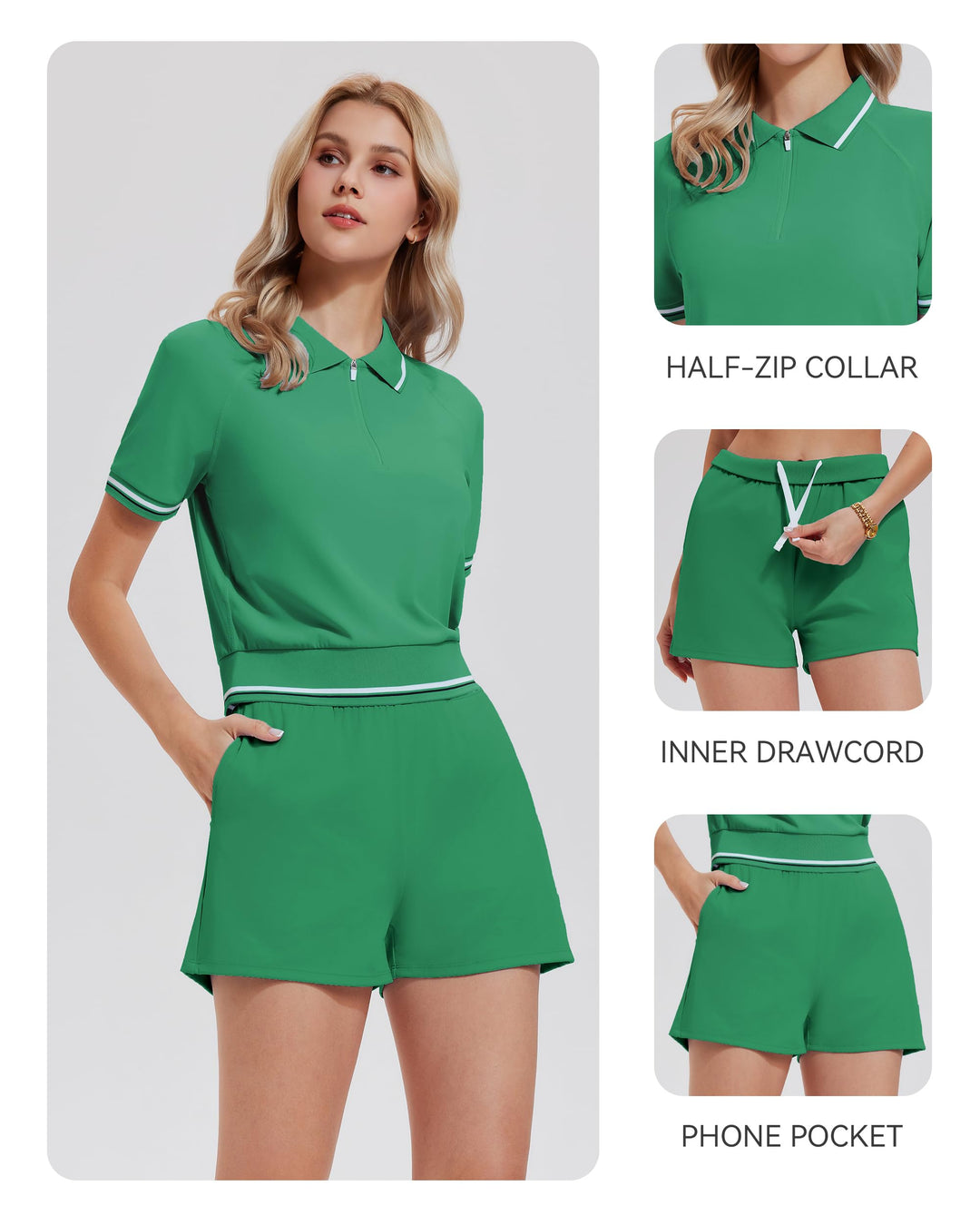 2 Piece Collared Matching Shorts Sets