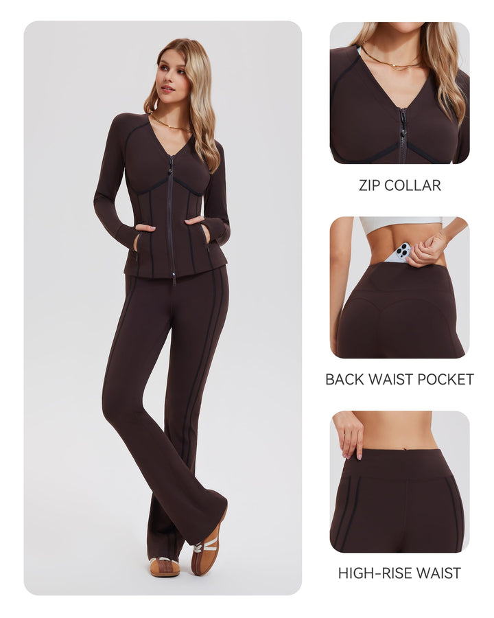 2 Piece Set Jacket ＆ Flare Leggings