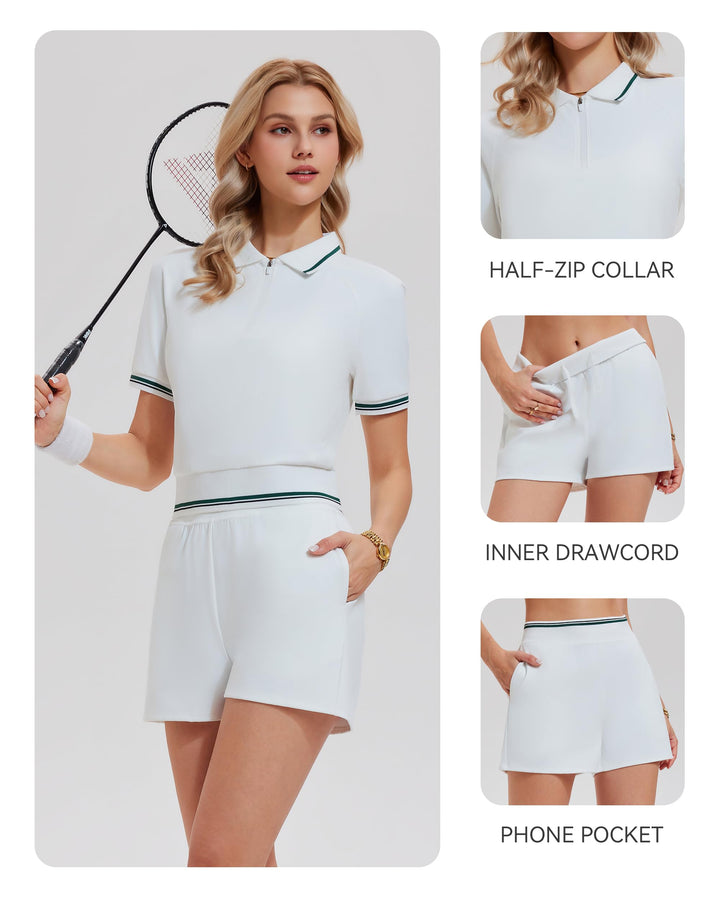 2 Piece Collared Matching Shorts Sets