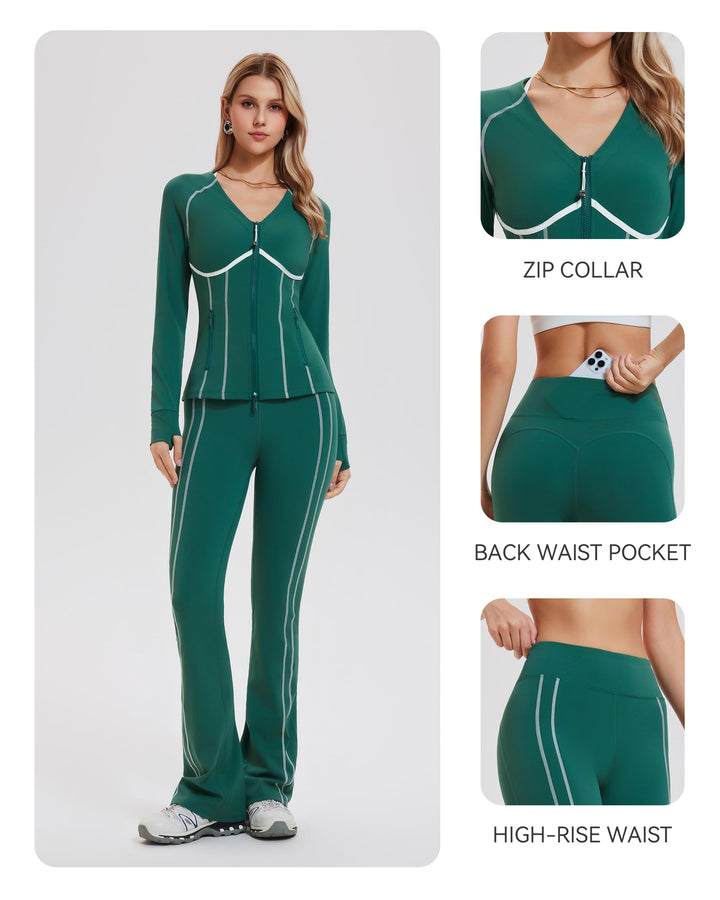 2 Piece Set Jacket ＆ Flare Leggings