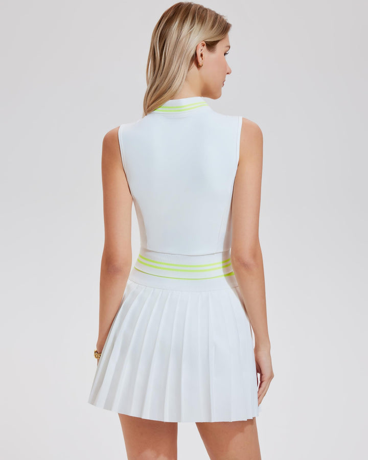 2 Piece Sleeveless Top ＆ Pleated Skirt