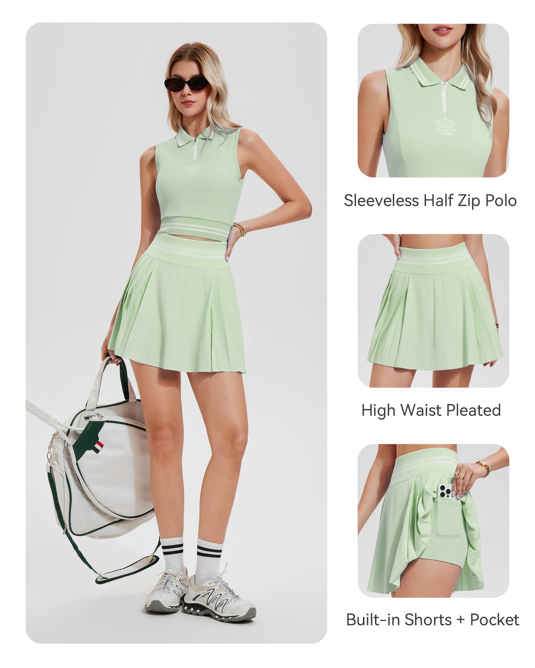2 Piece Sleeveless Top ＆ Pleated Skirt