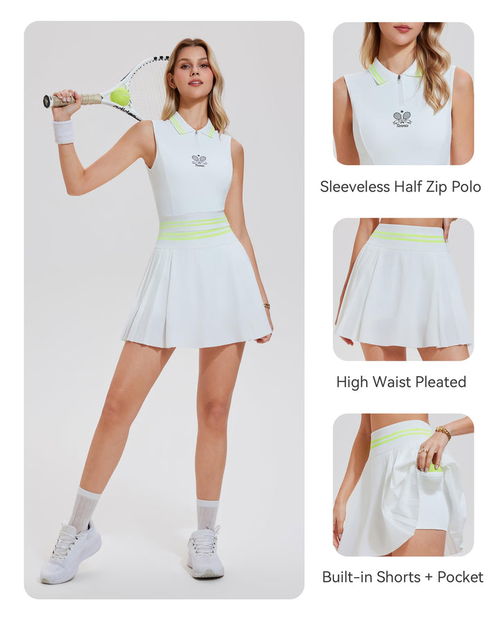 2 Piece Sleeveless Top ＆ Pleated Skirt
