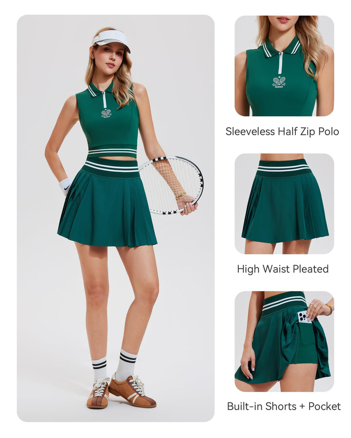 2 Piece Sleeveless Top ＆ Pleated Skirt